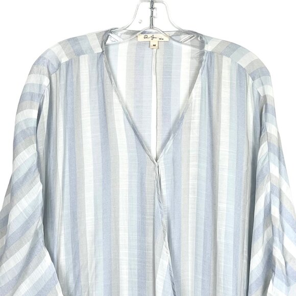 1X Womens Top Striped Lightweight 3/4 Tie-Sleeve Blouse by Dear Grace - Picture 7 of 12